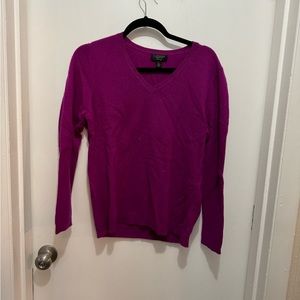 Fuchsia cashmere sweater, size L, cashmere charter club luxury, 100% cashmere